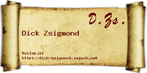 Dick Zsigmond névjegykártya